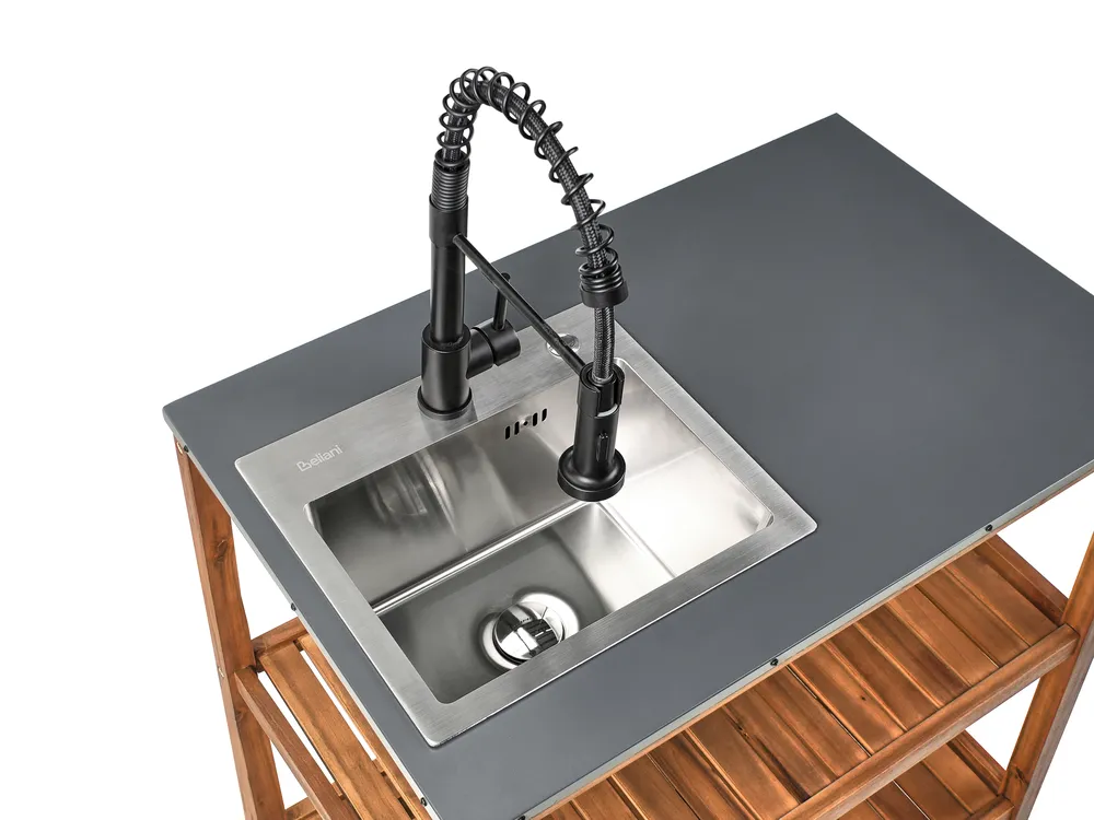 3 Piece Outdoor Kitchen Set with Sink BRUCOLI Brown/ Black Acacia Wood_1002747