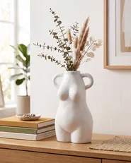 Kukkamaljakko AIGIO 25 cm Keramiikka Valkoinen_845109