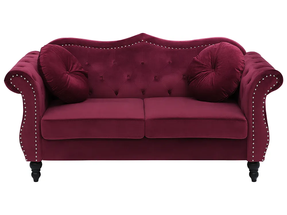 Sofa 2-seters SKIEN Fløyel Mørkerød
