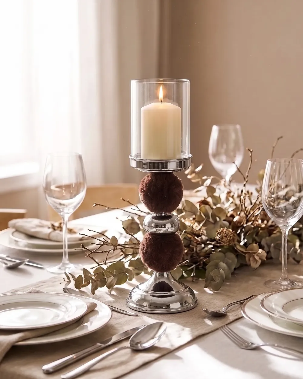 Ljusstake PADRE 38 cm Glas Brun_1093417