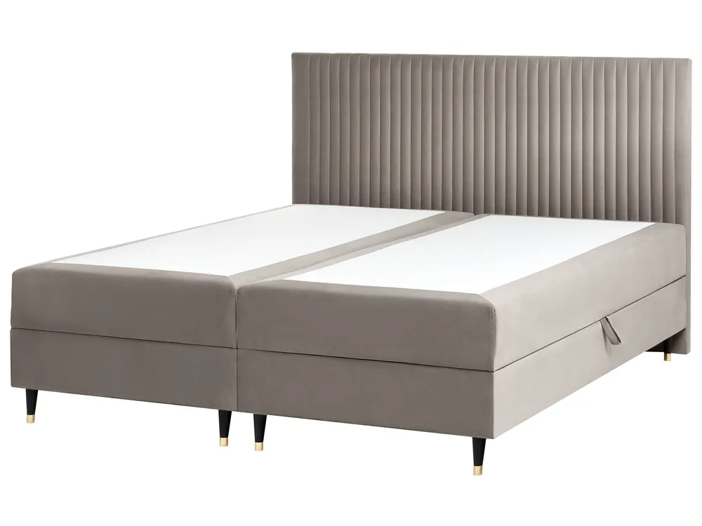 Kontinentalsäng med förvaring DAME Sammet Taupe 180 x 200 cm_1004900