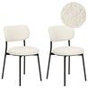 Set of 2 Dining Chairs CASEY Boucle Off-White