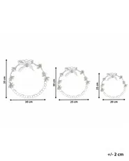 Seinäkoristesetti 3 kpl LED-valo KEITELE 25/30/35 cm Kranssi Valkoinen_1027908