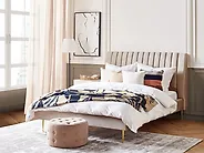 Bed Velvet MARVILLE 160 x 200 cm (EU King Size) Beige_1172852