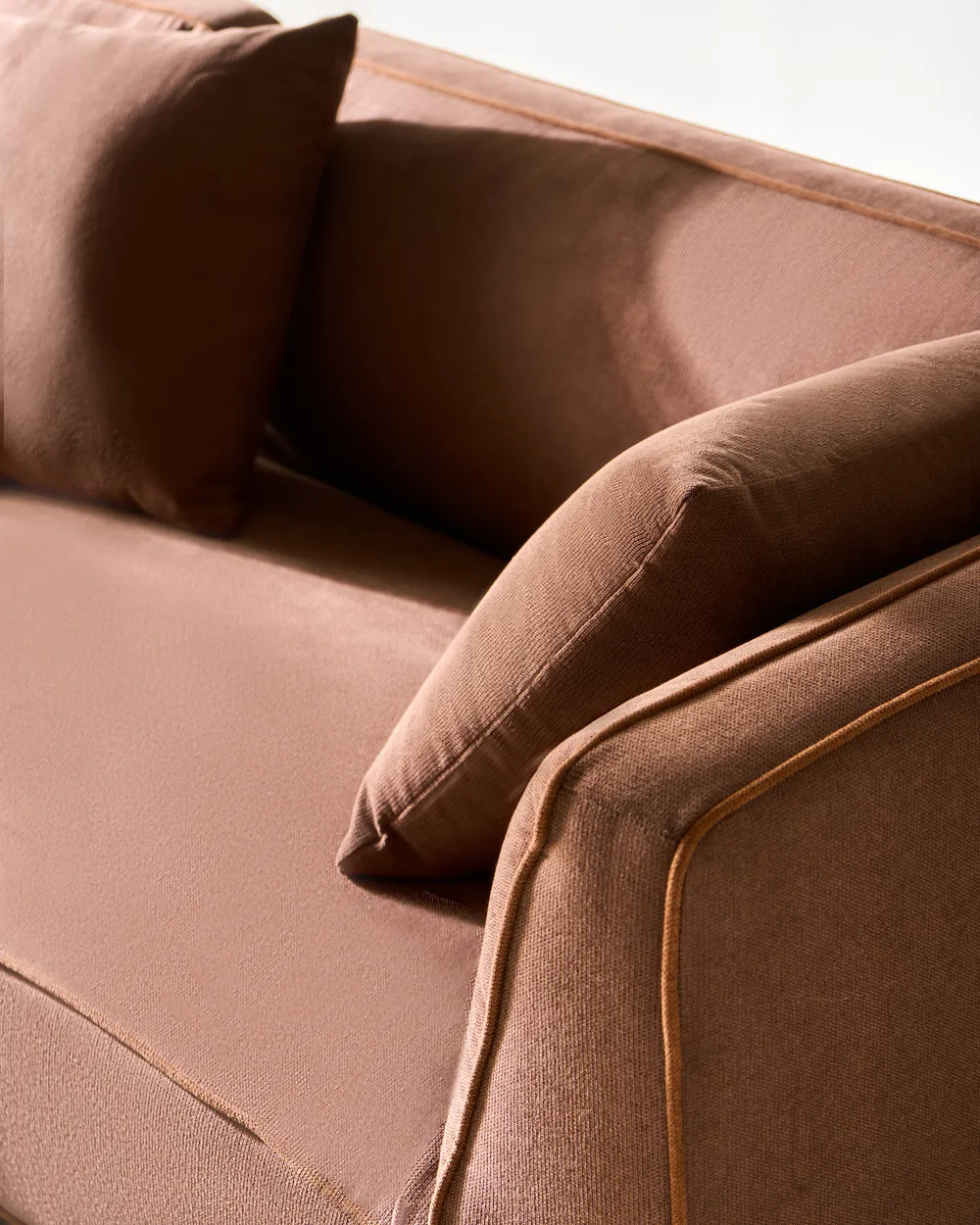 Corner Sofa 3 Seater SATER Fabric Brown Right Hand_1019355