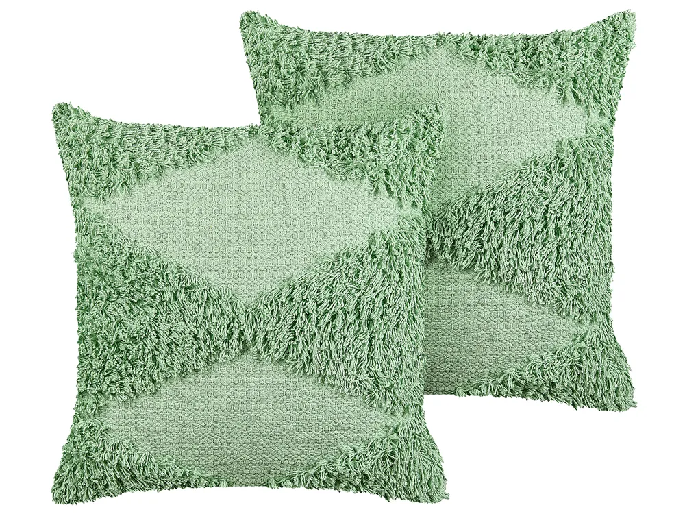 Set of 2 Decorative Cushions RHOEO Cotton 45 x 45 cm Light Green