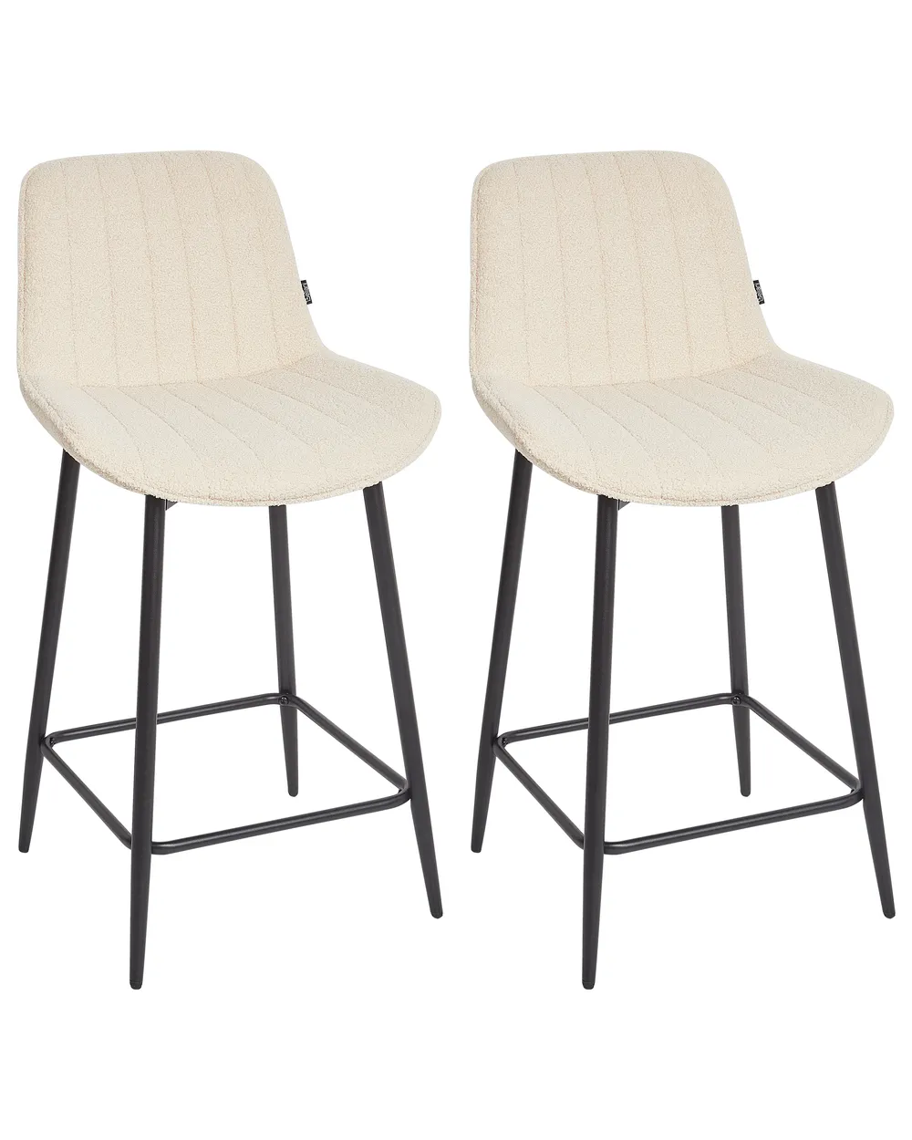 Set of 2 Bar Chairs DUBROVNIK Boucle Light Beige_928746