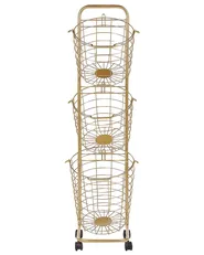 Basket Stand AYAPAL with Wheels Metal Gold_841349