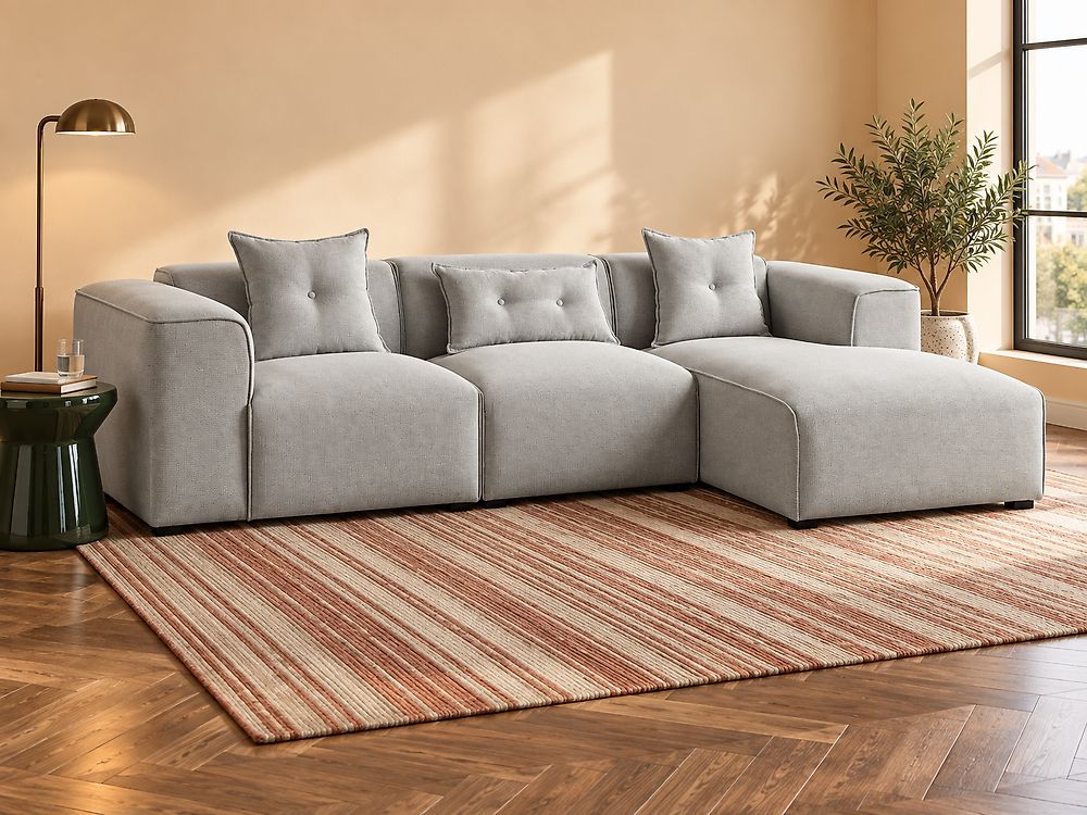 Corner Sofa DOLVA Fabric Light Grey Left Hand
