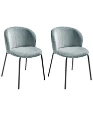 Set of 2 Dining Chairs MILES Corduroy Light Blue_962596