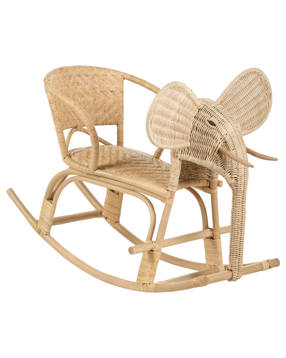 Kids Rocking Chair Elephant AMPOLLINO Rattan Natural