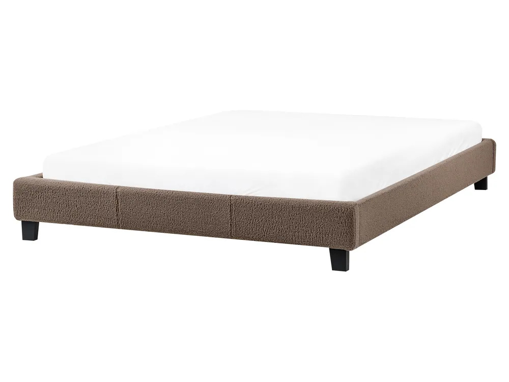 Säng utan huvudgavel Bouclé ROANNE 160 x 200 cm Taupe_995500