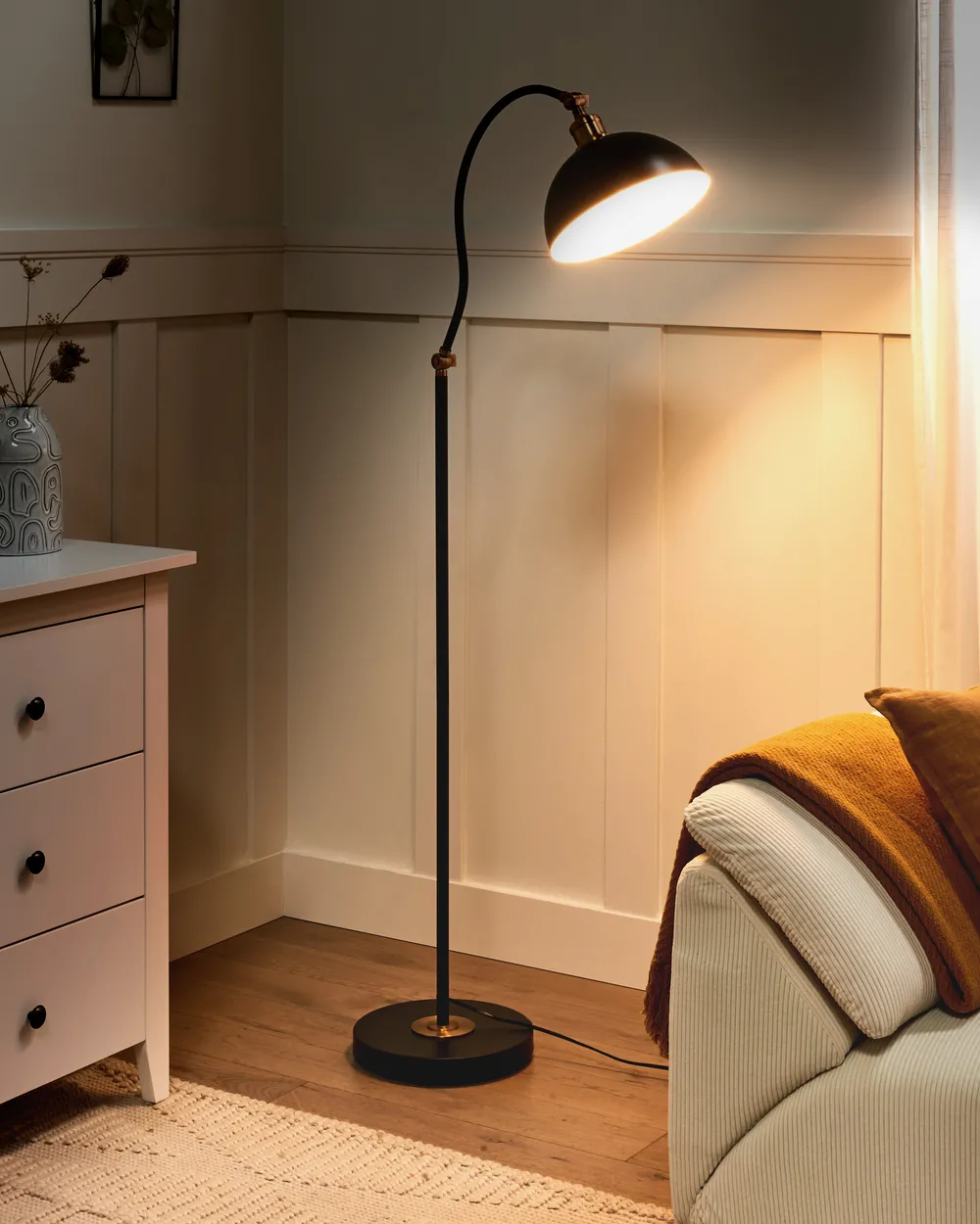 Floor Lamp LENNON Adjustable Metal Black