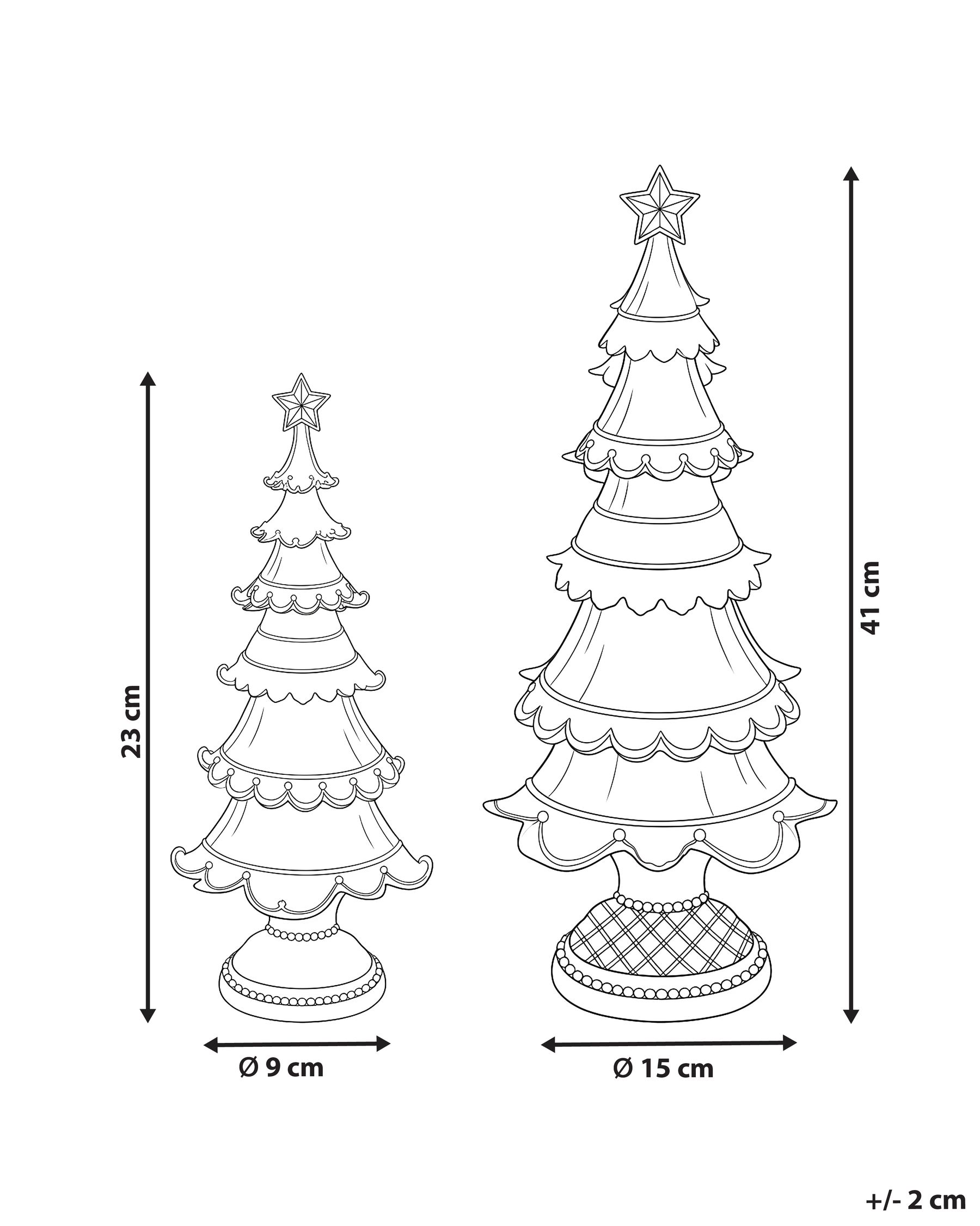 Set of 2 Christmas Decorations ASPO 32/41 cm Christmas Tree Off-White/ Gold_1175724