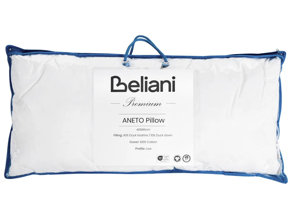 Bed Pillow ANETO Low 40 x 80 cm Duck Feathers and Down White_1022984