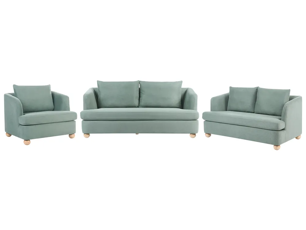 Living Room Set 6 Seater RATTVIK Fabric Light Green