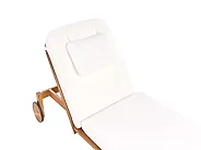 Sun Lounger with Cushion LATERZA  Reclining Certified Acacia Wood White_1165858