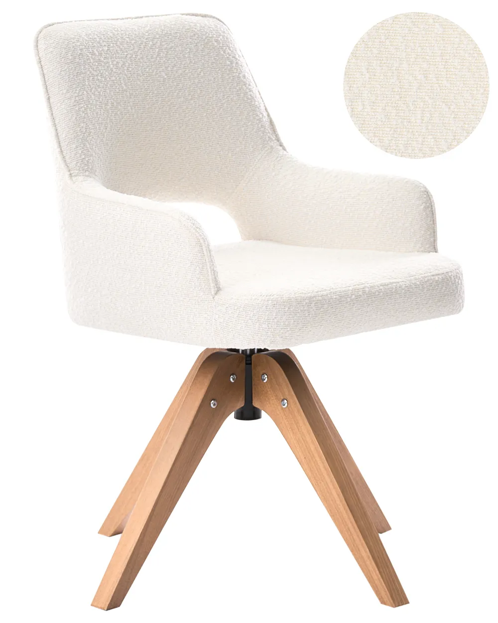 Dining Chair Swivel MORAVIA Boucle Light Beige