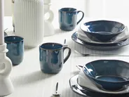 Set of 16 Dinnerware HAWTHORN Stoneware Blue_957375