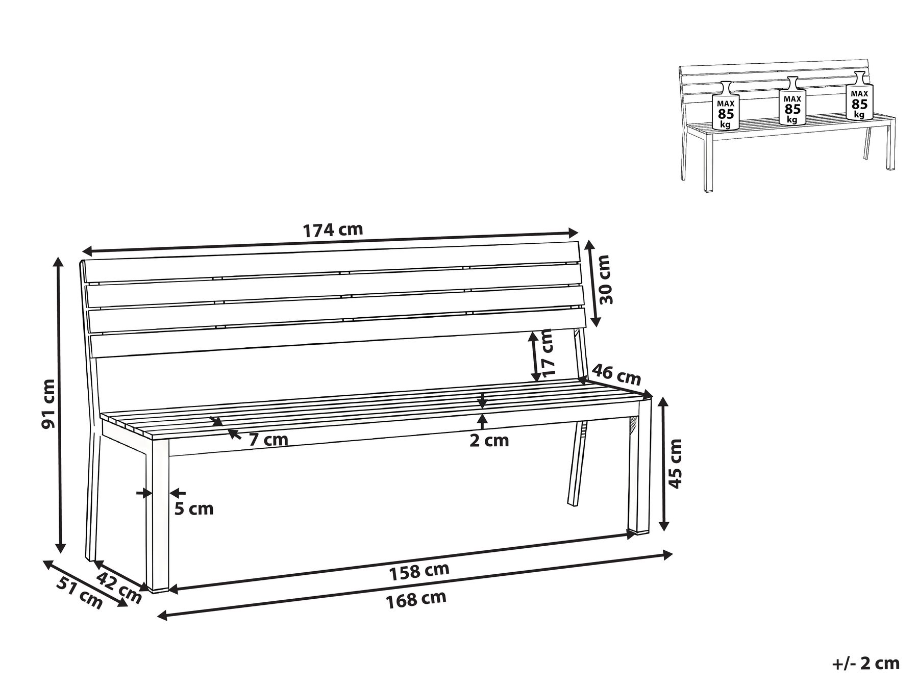 Garden Bench COMO 174 cm Beige_1048680