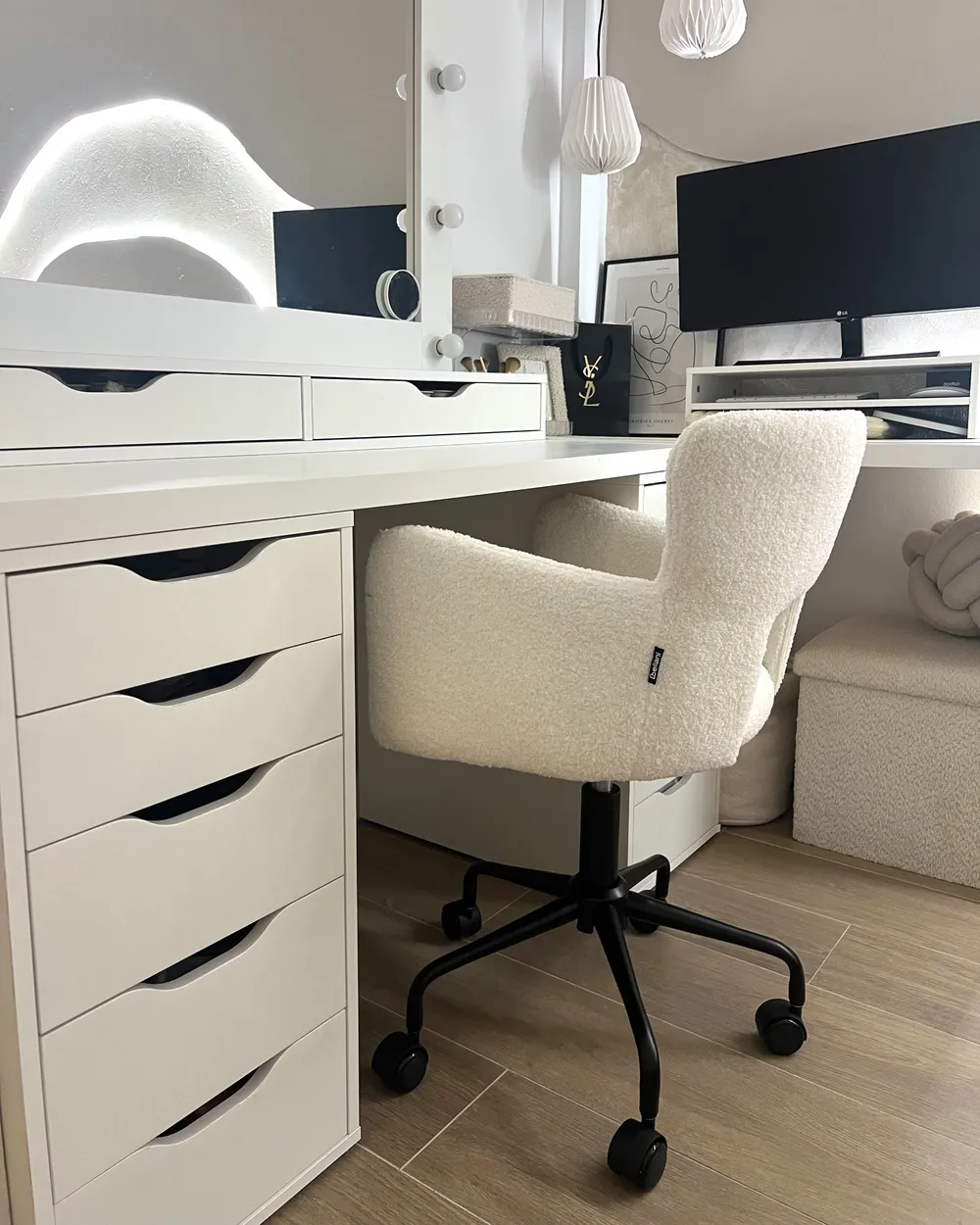 Desk Chair SANILAC II Boucle Off-White_1056905