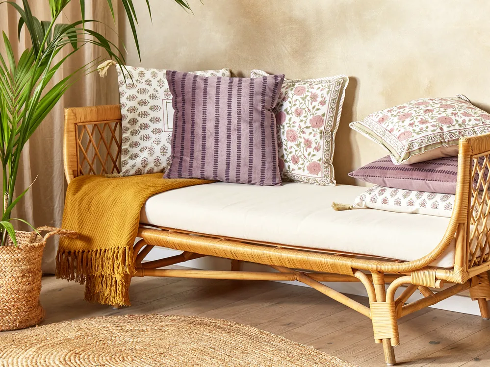 Throw Cushion AGAPANTHUS 45 x 45 cm Velvet Pink Striped