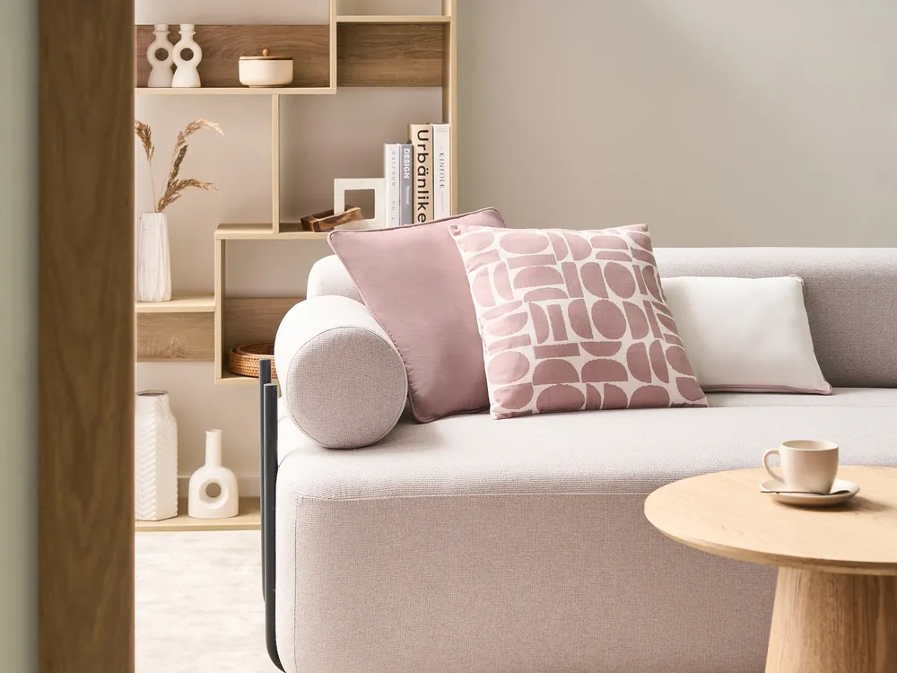 Set of 3 Decorative Cushions PENTACE 30 x 50 cm 45 x 45 cm Cotton Pink Solid