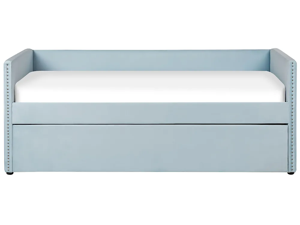 Sänky lisävuoteella Sametti TROYES 90 x 200 cm Vaaleansininen_837061