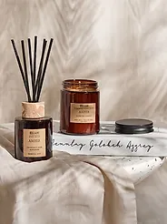 Scented Candle with Fragrance Reed Diffuser DARK ELEGANCE 9 cm Brown_1187643
