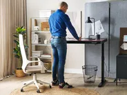 Electric Adjustable Standing Desk KENLY 120 cm 60 cm with USB Port Dark Brown_840241