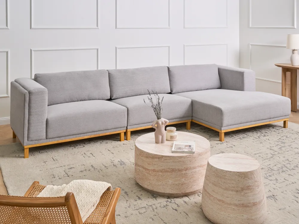 Corner Sofa 5 Seater VENG Fabric Grey Left Hand