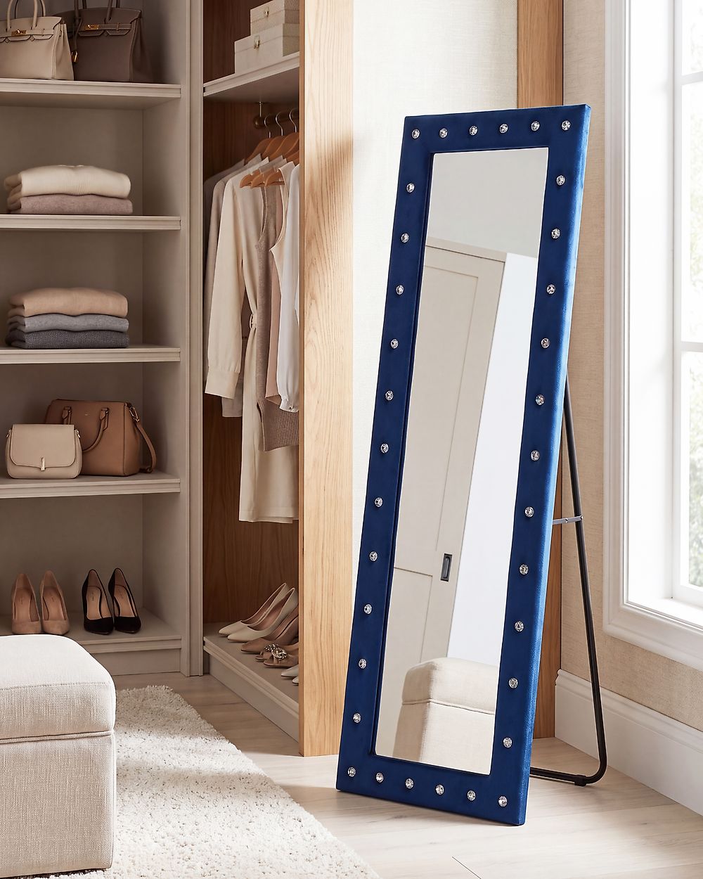 Standing Mirror ANSOUIS 150 cm Velvet Navy Blue