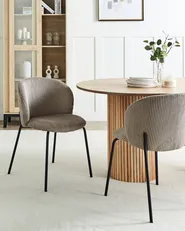 Set of 2 Dining Chairs MILES Corduroy Taupe_962582