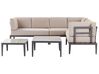 Garden Corner Sofa with Table 6 Seater RIMA III Modular Metal Beige Left Hand