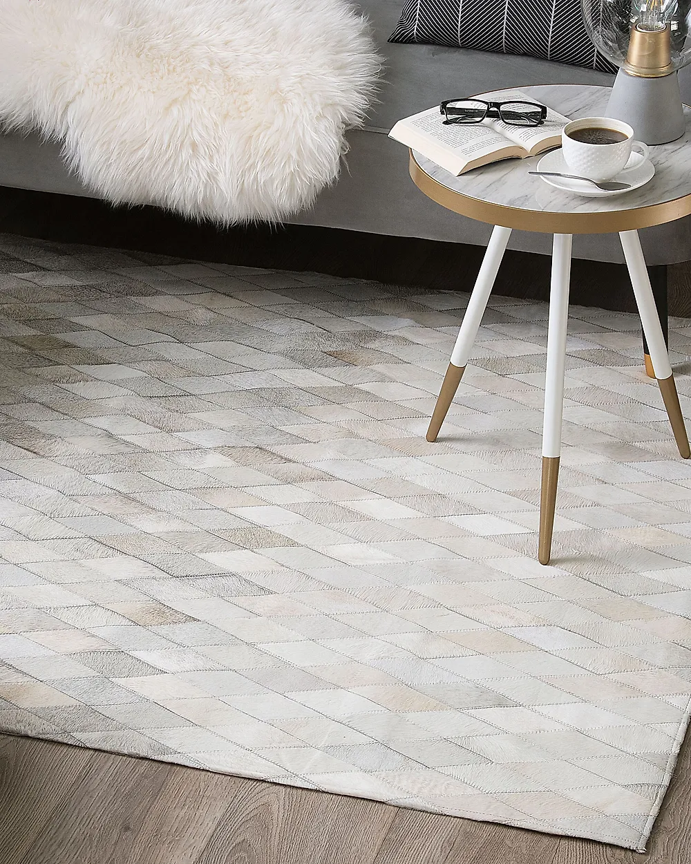 Matta MALDAN Beige 160 x 230 cm Läder_1179253