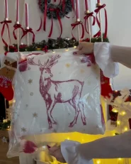Set of 2 Decorative Cushions VALLOTA 45 x 45 cm Cotton White Christmas Motif_999620
