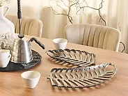 Set med 2 prydnadsfat Löv AMNISOS Metall Silver_1179807