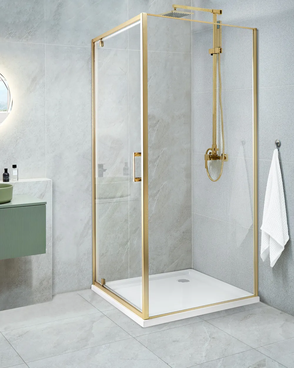 Shower Enclosure DARLI 800 x 800 x 1850 mm Gold