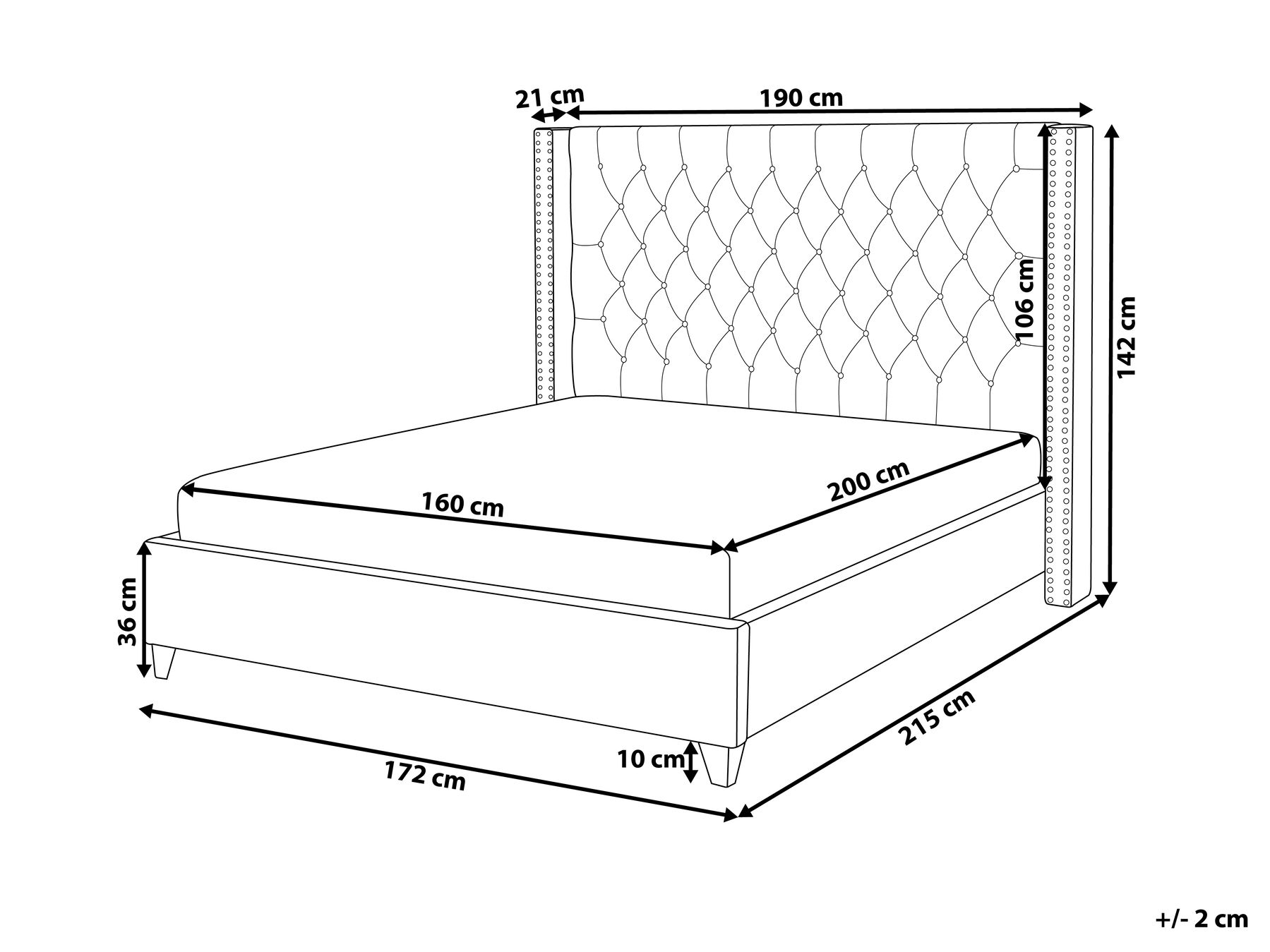 Bed Velvet LUBBON 160 x 200 cm (EU King Size) Off-White_882167