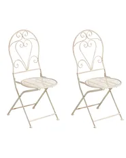 Set of 2 Garden Chairs FOLELLI Folding Metal Light Beige_1002025