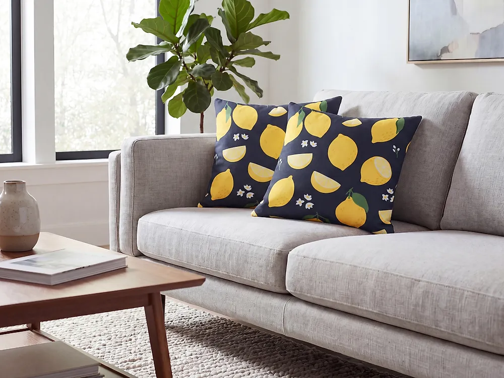 Koristetyynysetti 2 kpl CITRUS 45 x 45 cm Musta Kasvikuvio_1184139