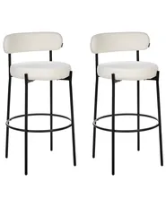 Set of 2 Bar Chairs ALLISON Boucle White_1022205