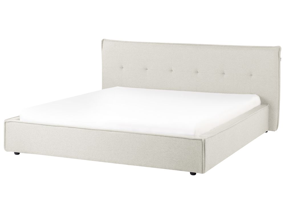 Säng med lamellram Konstlinne LESTRE 180 x 200 cm Off-White