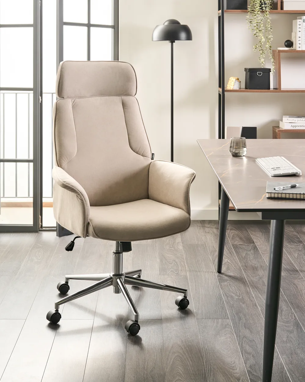 Office Chair PILOT Velvet Light Beige