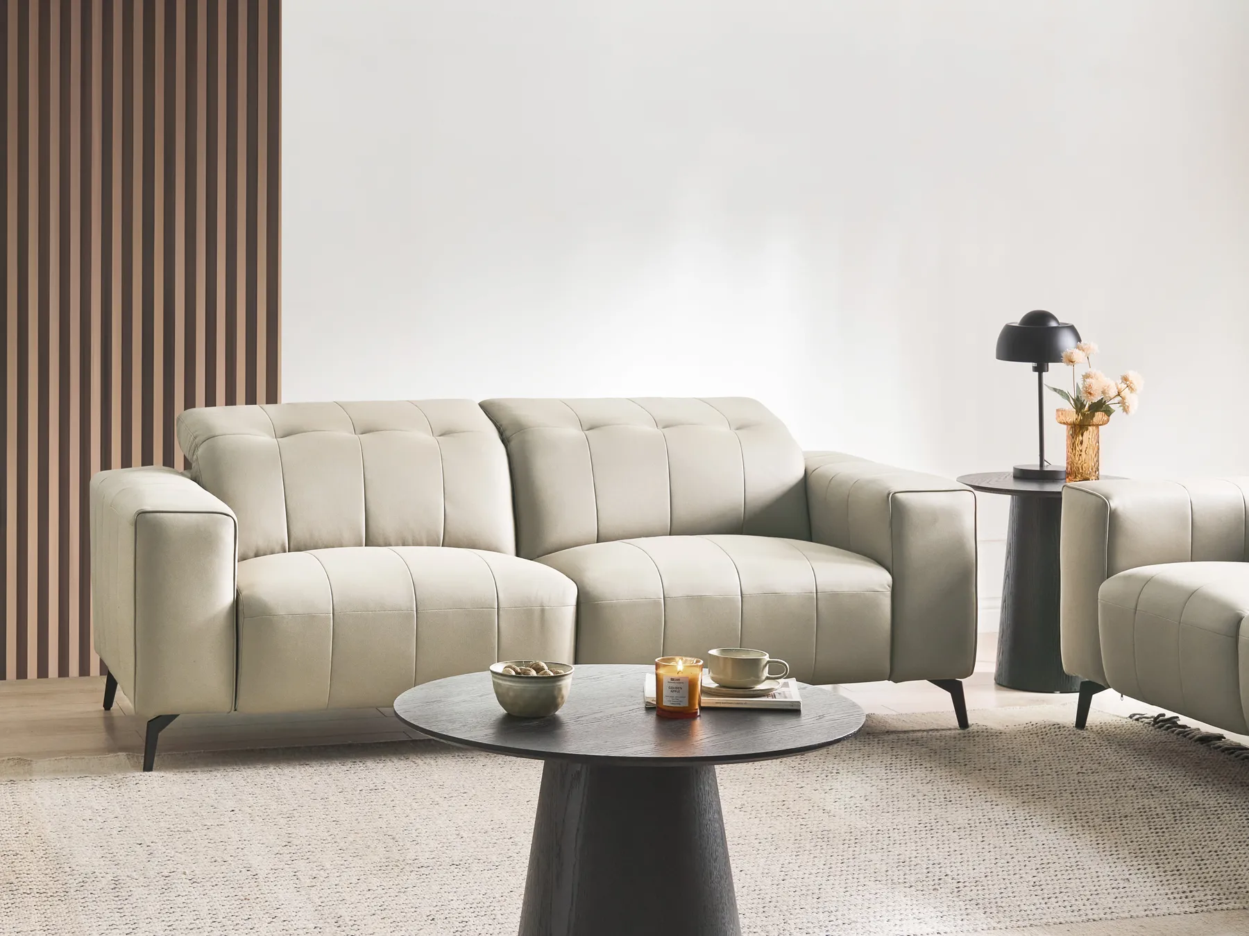 Sofa 3 Seater OMMEL Fabric Light Beige_1035667