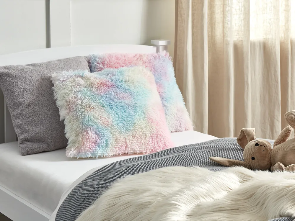 Set of 2 Decorative Cushions AMARYLLIS Faux Fur 45 x 45 cm Multicolour
