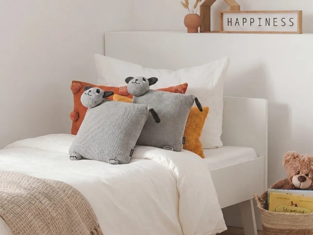 Set of 2 Decorative Cushions SHADOOR Cotton 35 x 35 cm Grey Panda