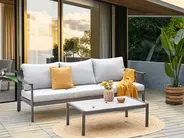 Garden Sofa 3 Seater KIATO Metal Light Grey_934609