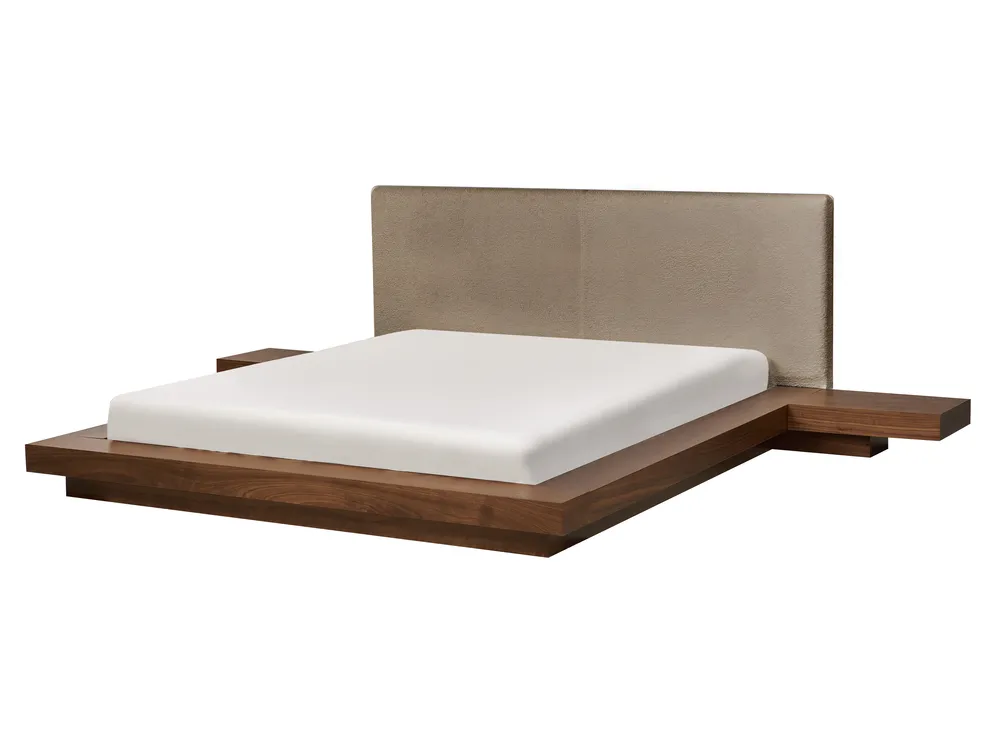 Bed Boucle ZEN 160 x 200 cm (EU King Size) Brown Ash Wood_1079961