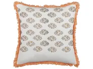 Set med 2 prydnadskuddar SATIVUS 45 x 45 cm Bomull Orange Blommigt tryck_839362